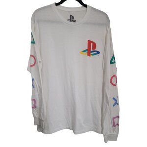 Playstation Licensed White Long-Sleeve Shirt With Logo & Sleeve Symbols Mens XL